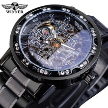 Load image into Gallery viewer, Winner Transparent Fashion Diamond Luminous Gear Movement Royal Design Men Top Brand Luxury Male Mechanical Skeleton Wrist Watch - SWAGG FASHION
