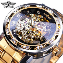 Load image into Gallery viewer, Winner Transparent Fashion Diamond Luminous Gear Movement Royal Design Men Top Brand Luxury Male Mechanical Skeleton Wrist Watch - SWAGG FASHION
