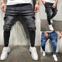 Load image into Gallery viewer, Men Clothes Hip Hop Sweatpants Skinny Motorcycle Denim Pants Zipper Designer Black Jeans Mens Casual Men Jeans Trousers - SWAGG FASHION
