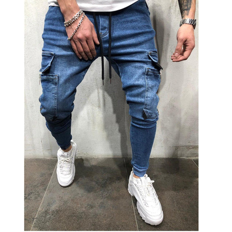 Men Clothes Hip Hop Sweatpants Skinny Motorcycle Denim Pants Zipper Designer Black Jeans Mens Casual Men Jeans Trousers - SWAGG FASHION