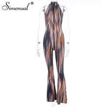 Load image into Gallery viewer, Simenual Tie Dye Sexy Zipper Flare Pants Jumpsuits Women Sleeveless Fashion Hot Skinny Bodycon Rompers 2020 Spring Slim Jumpsuit - SWAGG FASHION
