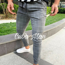 Load image into Gallery viewer, 2019 sexy high wasit spring summer fashion pocket Men&#39;s Slim Fit Plaid Straight Leg Trousers Casual Pencil Jogger Casual Pants - SWAGG FASHION
