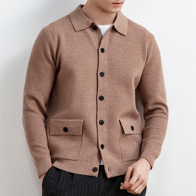 Men's sweater 2019 autumn and winter new solid color cardigan bag knit sweater youth personality fashion trend men's clothing - SWAGG FASHION