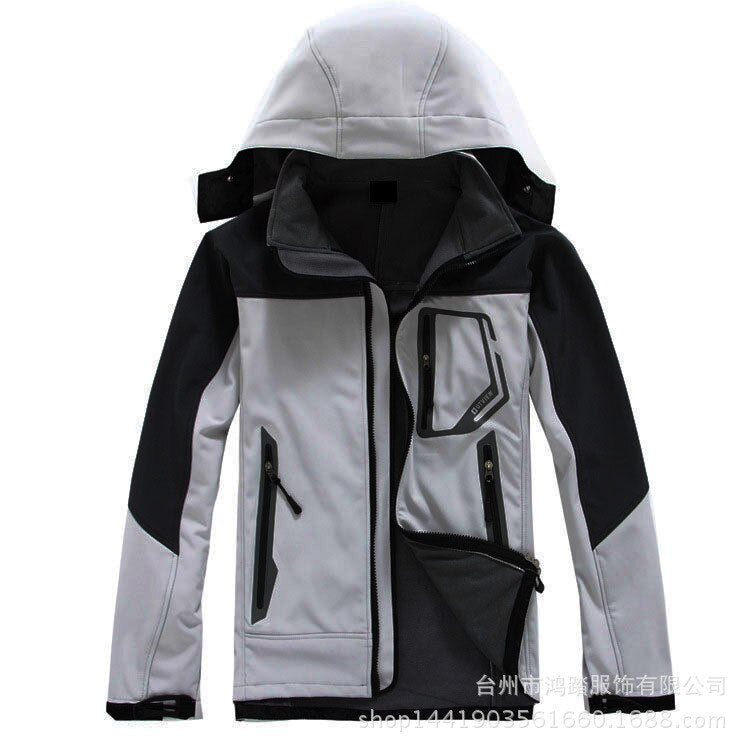Outdoor Sports MEN'S Soft Shell Fleece Jacket Soft Cover Raincoat Jacket Single Layer Left Chest Bag - SWAGG FASHION