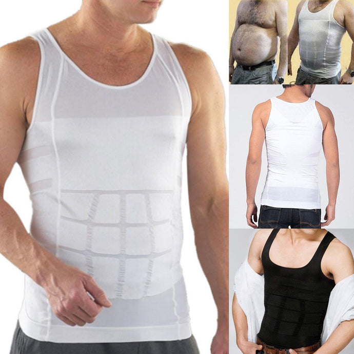 Men Shapers Summer Solid Sleeveless Firm Tummy Belly Buster Vest Control Slimming Body Shaper Underwear Shirt - SWAGG FASHION