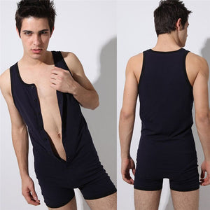 New Men's Playsuit Sexy Home Sports Breathable Cotton Union Suit Underwear Short Sleeve One-piece Bodysuit Short Jumpsuit - SWAGG FASHION