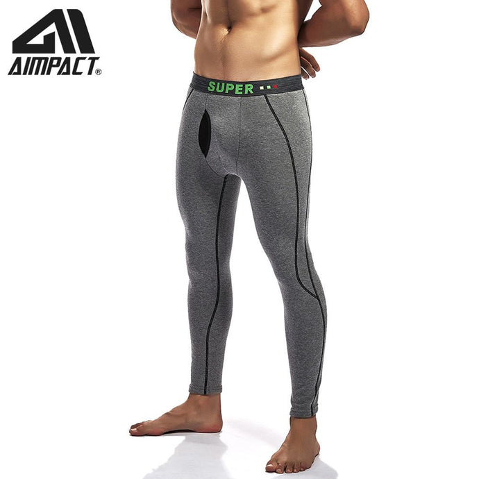 Mens Long Thermal Leggings Cotton Pants Underwear Keep Warm Running Sport Fitness Workout  Compression Pants by AIMPACT  AM5130 - SWAGG FASHION