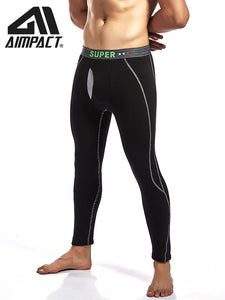 Mens Long Thermal Leggings Cotton Pants Underwear Keep Warm Running Sport Fitness Workout  Compression Pants by AIMPACT  AM5130 - SWAGG FASHION
