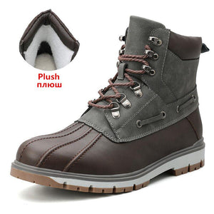 Brand Winter Men's Boots Thick Plush Warm Snow Boots Lace-UP Men Ankle Boots Outdoor Waterproof Men's Motorcycle Boots 38-47 - SWAGG FASHION