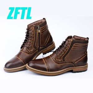 ZFTL New Men's Martins boots man causal boots genuine leather big size autumn winter warm man Bullock ankle boots  047 - SWAGG FASHION