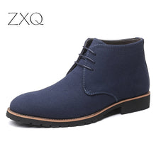 Load image into Gallery viewer, Plus Size 38-48 Black Blue Brown Men Boots Solid Casual Leather Autumn Winter Ankle Boots Male Suede Leather Men Shoes - SWAGG FASHION
