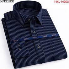 Load image into Gallery viewer, spring men plus big size 14XL striped shirt work Business long sleeve winter 7XL 8XL Dress shirt 9XL 10XL 11XL 12XL 13XL shirts - SWAGG FASHION
