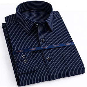 spring men plus big size 14XL striped shirt work Business long sleeve winter 7XL 8XL Dress shirt 9XL 10XL 11XL 12XL 13XL shirts - SWAGG FASHION