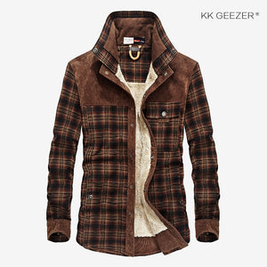 Military Plaid Flannel Men Shirt Male Jacket Winter Warm Fleece Thick Coat Cotton High Quality Pocket Loose Shirts Dropshipping - SWAGG FASHION