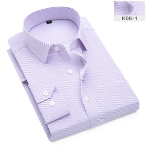 Plus Size S to 8xl formal shirts for men  striped long sleeved non-iron slim fit dress shirts - SWAGG FASHION