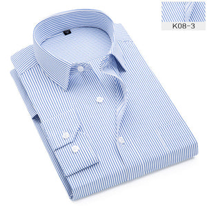 Plus Size S to 8xl formal shirts for men  striped long sleeved non-iron slim fit dress shirts - SWAGG FASHION