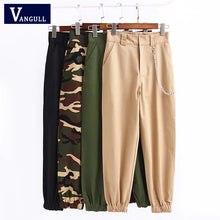 Load image into Gallery viewer, Vangull Harem Pants Womens Jogger Pant Ankle-length 2019 New Spring Fashion Female Side Metal Chain Casual Cargo Pant Camo Print - SWAGG FASHION
