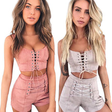 Load image into Gallery viewer, Hirigin 2 Piece Set Women 2018 Tracksuit Sexy Women Crop Top Set Sexy Bandage Outfits Women Clothes Tank Tops + Hot Pants Shorts - SWAGG FASHION
